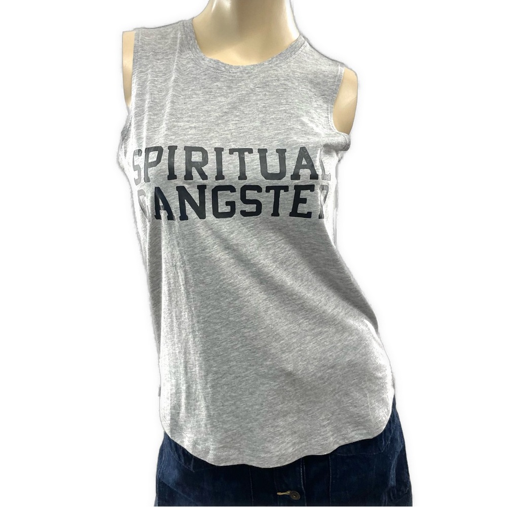 Spiritual Gangster -Heather Gray Muscle Logo Tee- XS